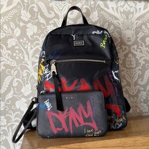DKNY GIGI Graffiti Backpack w/ Matching Wristlet NWOT